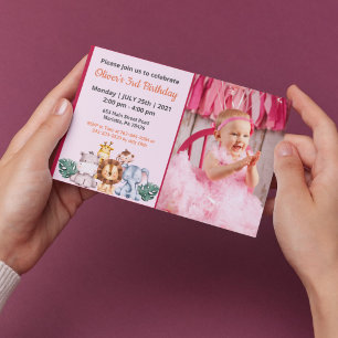 Divertida Monada   Invitación de cumpleaños con fo