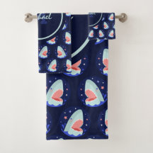 Divertida risa tiburones estrellas nautical Blue B