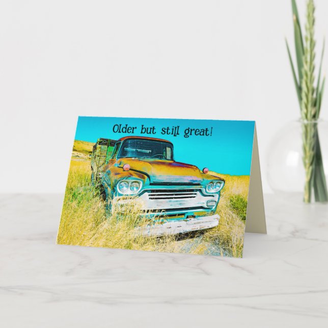 Divertida tarjeta de cumpleaños de camión (Anverso)