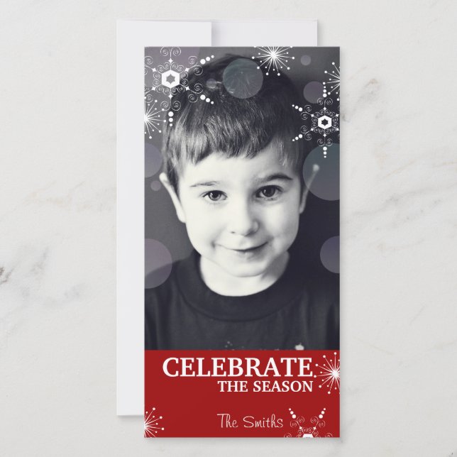 Divertida tarjeta de fotos de Navidad puntos de co (Anverso)