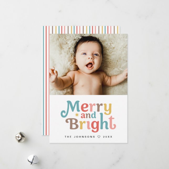 Divertida tarjeta de Navidad con foto de bebé Aleg (Anverso/Reverso In Situ)