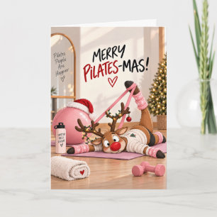 Divertida Tarjeta de Navidad de Pilates, Feliz Pil