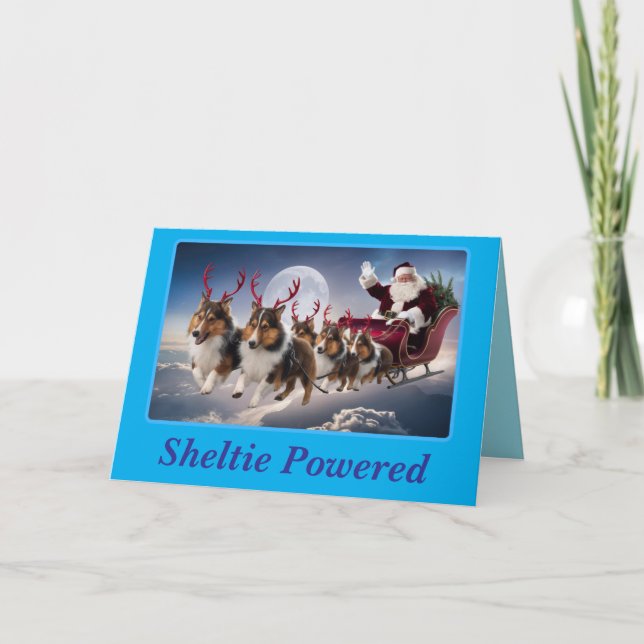 Divertida tarjeta de Navidad de Sheltie (Anverso)