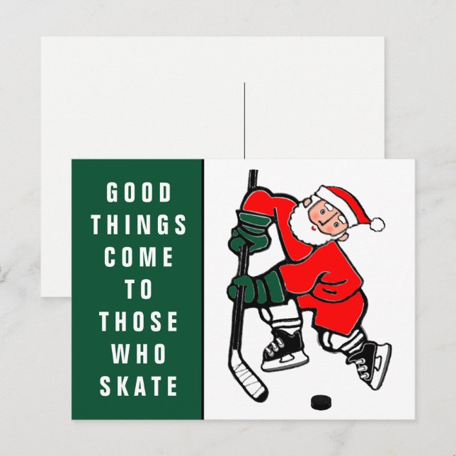 Divertida tarjeta de Navidades de hockey sobre cés (Anverso / Reverso)
