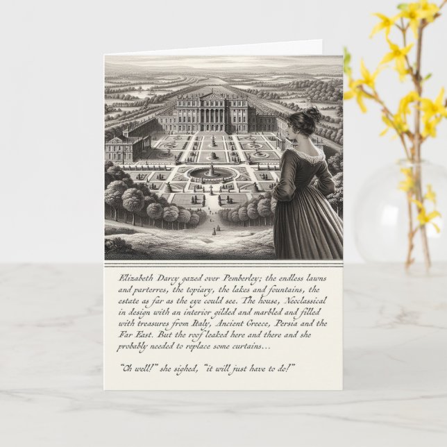 Divertida Tarjeta Orgullo y Prejuicio Jane Austen (flor amarilla)