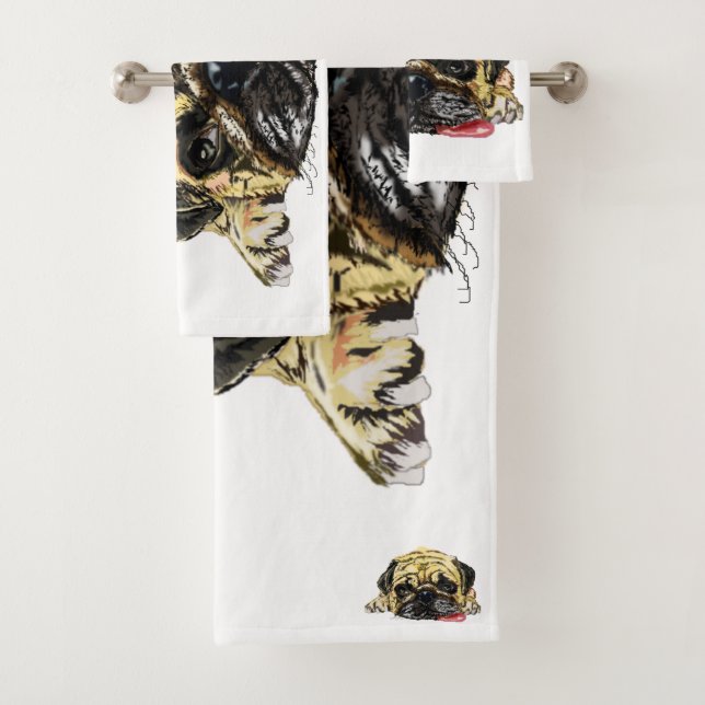 Divertida toalla de baño con perro de pug - Tus co (In situ)