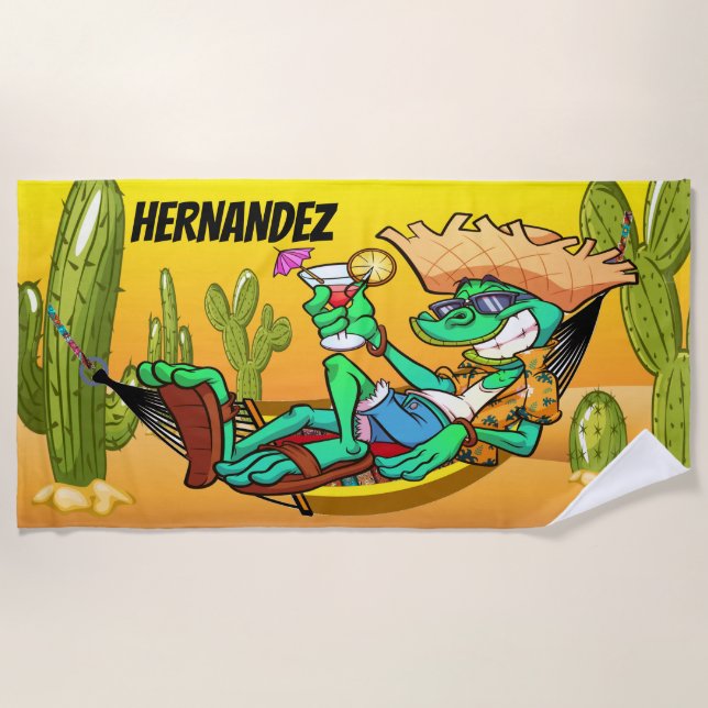 Divertida toalla de playa de Iguana en el suroeste (Anverso)