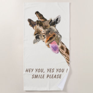 Divertida toalla de playa Giraffe juguetona - Pers
