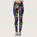 Divertidas imprentas de Halloween Leggings<br><div class="desc">Este lindo patrón de Halloween en morado y negro tiene un aspecto alegre,  ¡y es muy lindo en las piernas! ©Fiona Stokes Gilbert Reservados todos los derechos</div>