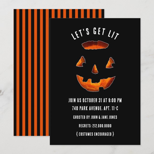 Divertidas invitaciones a la fiesta de Halloween (Anverso / Reverso)