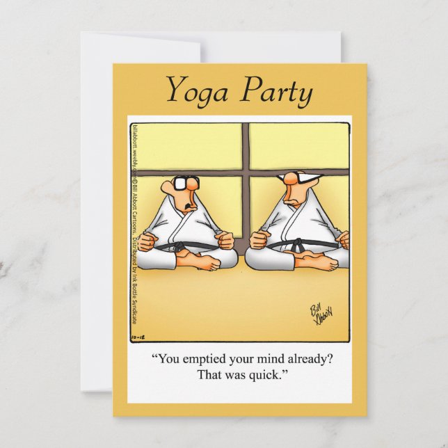 Divertidas invitaciones a una fiesta de yoga (Anverso)