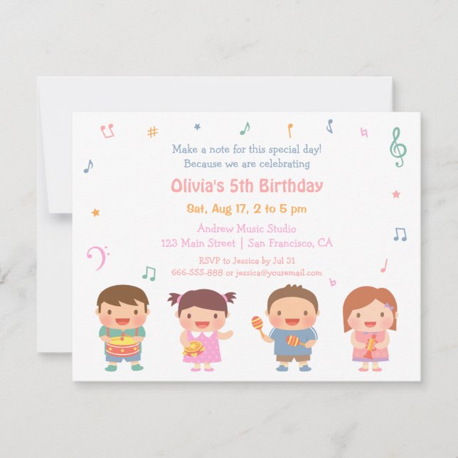 Divertidas invitaciones de cumpleaños para niños c (Anverso)