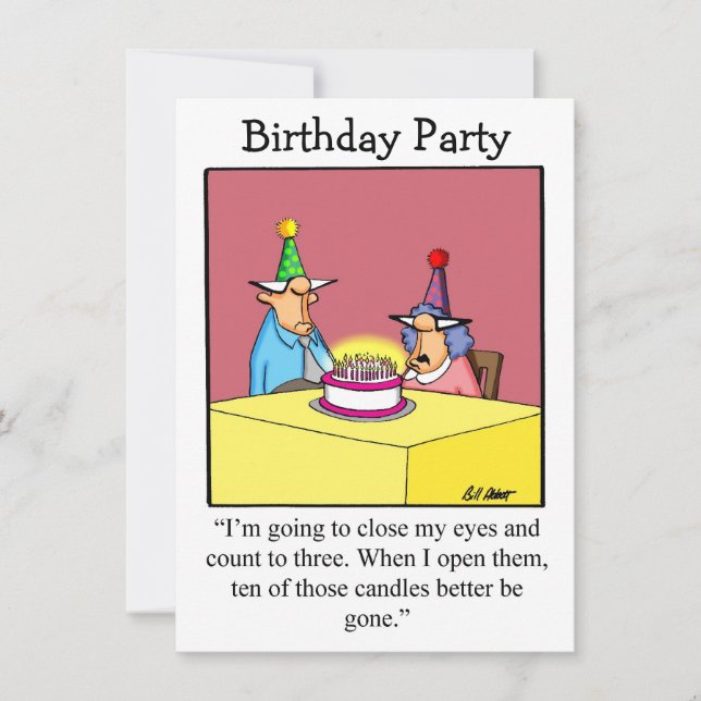 Divertidas invitaciones de fiesta de cumpleaños pa (Anverso)