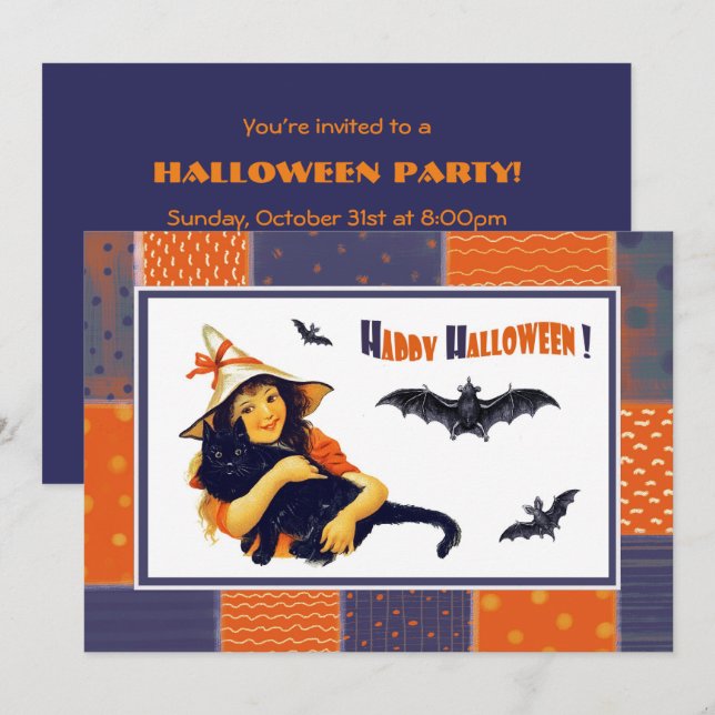 Divertidas invitaciones para la fiesta de Chica de (Anverso / Reverso)