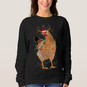 Divertidas luces de pollo Santa Hat Sweater Xmas T