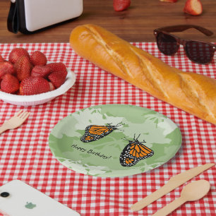 Divertidas Mariposas Monarca Platos de Papel Redon