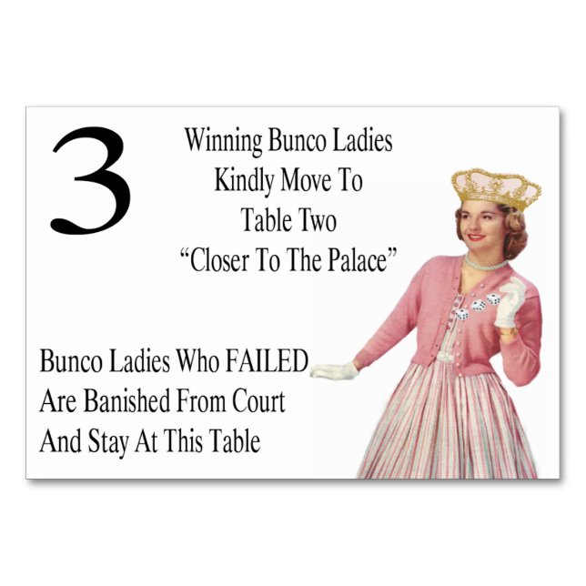 Divertidas tarjetas de mesa Bunco Queen #3 (Anverso)