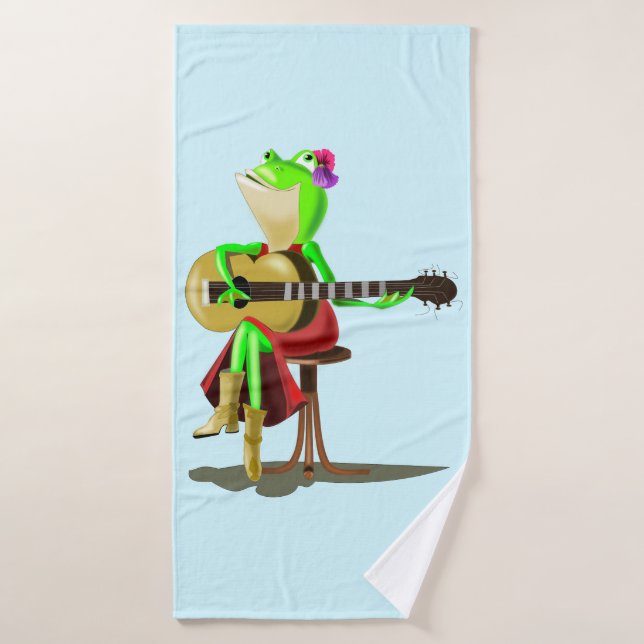 Divertidas toallas de baño Frog Tocando guitarra - (Toalla de baño)