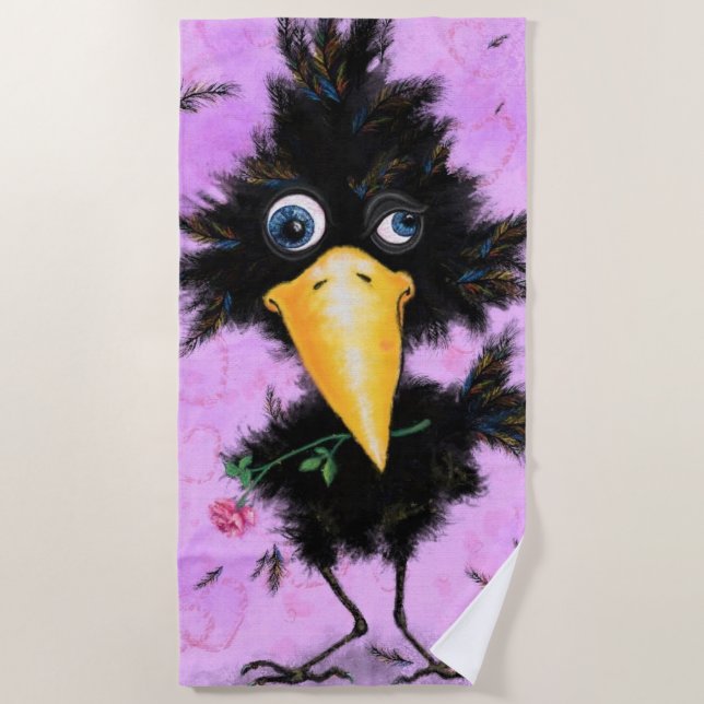 Divertidas toallas de playa pájaro romántico con R (Anverso)