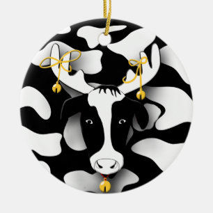 Divertido adorno navideño de vacas gordas