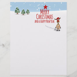 Divertido árbol de Navidad de renos - membrete