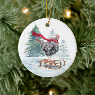 Divertido árbol navideño de pollo ornamento Sleddi
