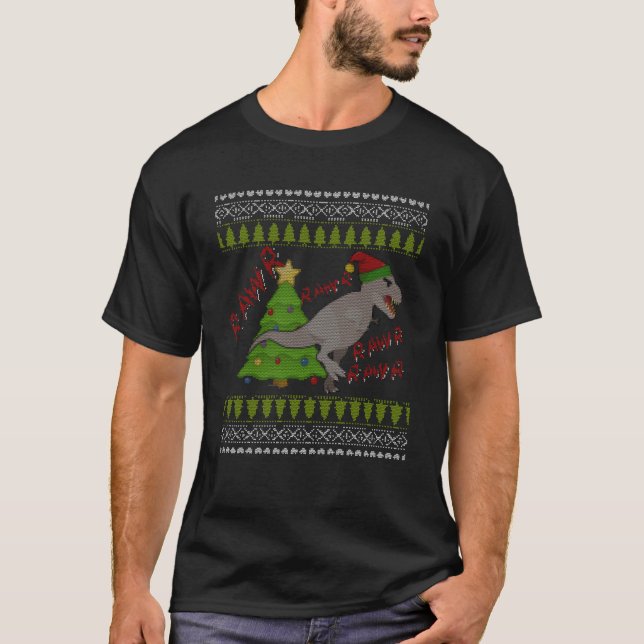 Divertido árbol Rex Navidades feos suéter luces Tr (Anverso)