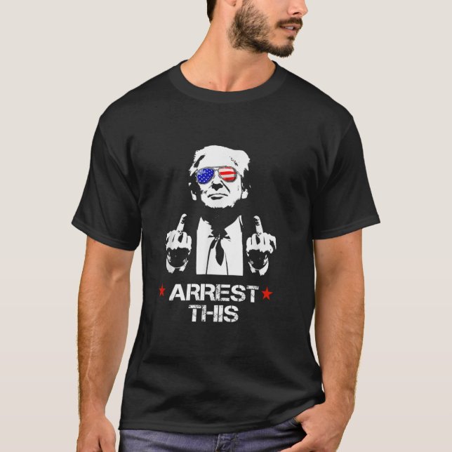 Divertido arresto de Trump en esta camiseta de man (Anverso)
