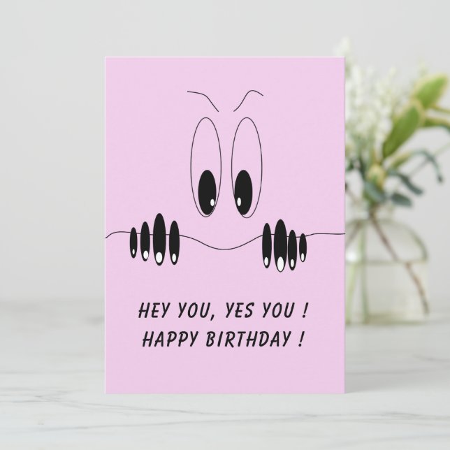 Divertido Birday Card Curiosity Eyes - Texto Perso (Anverso de pie)