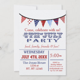 Divertido Bunting July 4 Holiday party Invitación