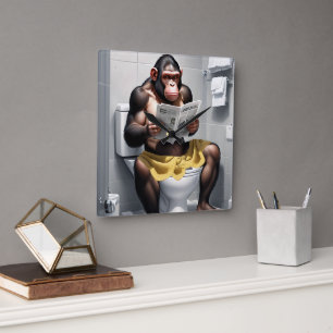 Divertido Chimpancé En Un Reloj De Baño,