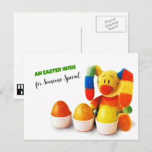 Divertido conejo de Pascua. Postales de Pascua de 
