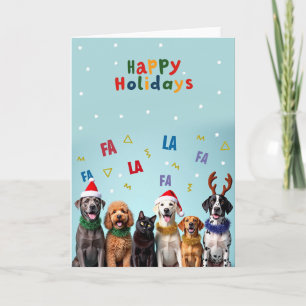 Divertido coro de gatos de perro feliz tarjeta de 