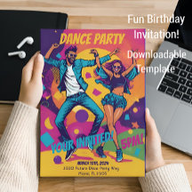 Divertido cumpleaños Fiesta de danza invitación co