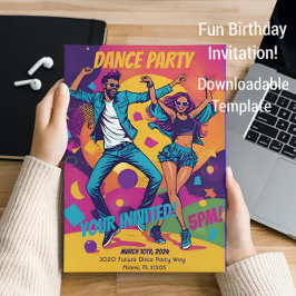 Divertido cumpleaños Fiesta de danza invitación co