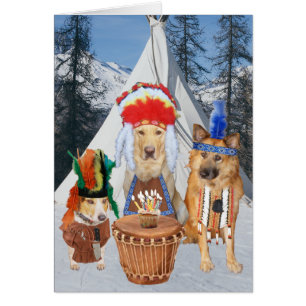Divertido cumpleaños nativo americano de perros