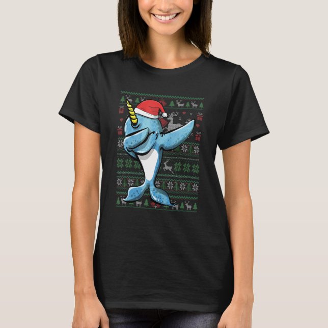 Divertido Dabbing Narwhal Navidades feos suéter Fi (Anverso)