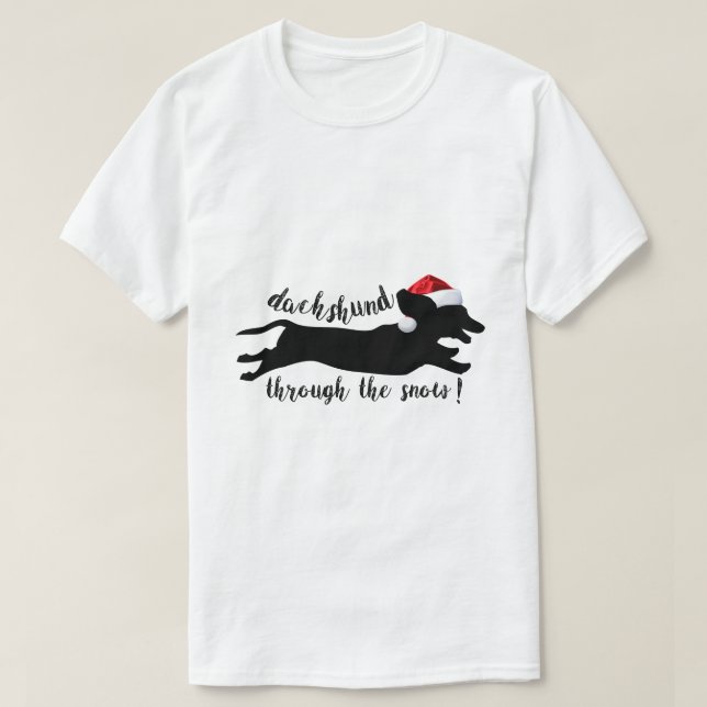 divertido dachshund a través de la camiseta de los (Diseño del anverso)
