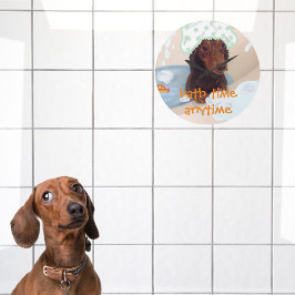 Divertido dachshund perro bañera reloj de pared