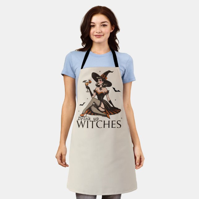 Divertido delantal de brujas de Halloween antiguo (Gastado)