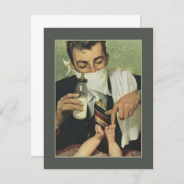 Divertido Día del Padre Vintage cambiando pañales