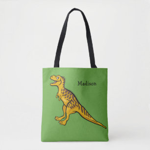 Divertido Dinosaur nombre personalizado y bolsas d