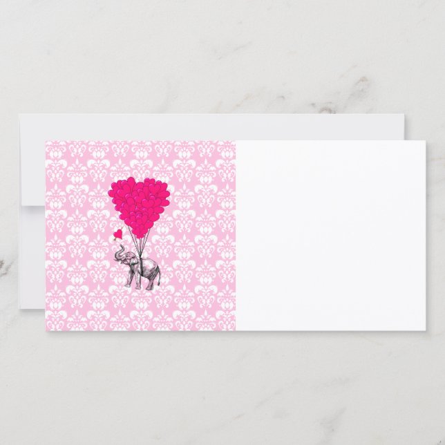 Divertido elefante lindo y damasco rosa (Anverso)