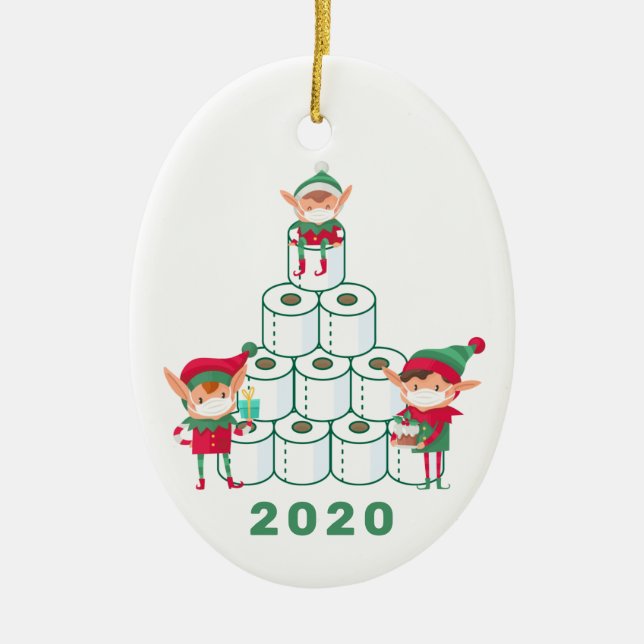 Divertido Elf Navidades 2020 | Ornamento de papel  (Frente)