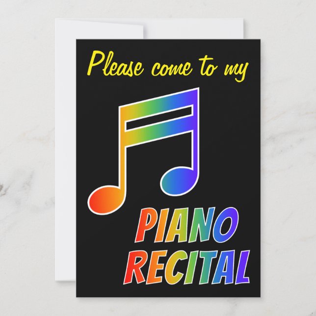 Divertido espectro arcoiris Piano Invitación Recit (Anverso)
