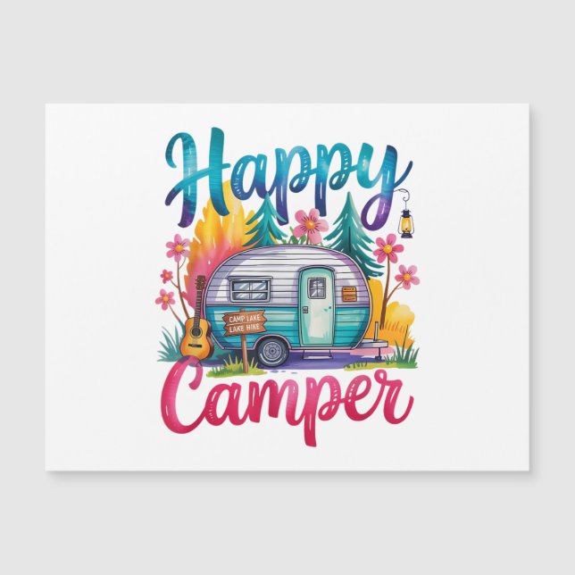 Divertido Feliz Campista Ropa de Camping Remolque  (Anverso)