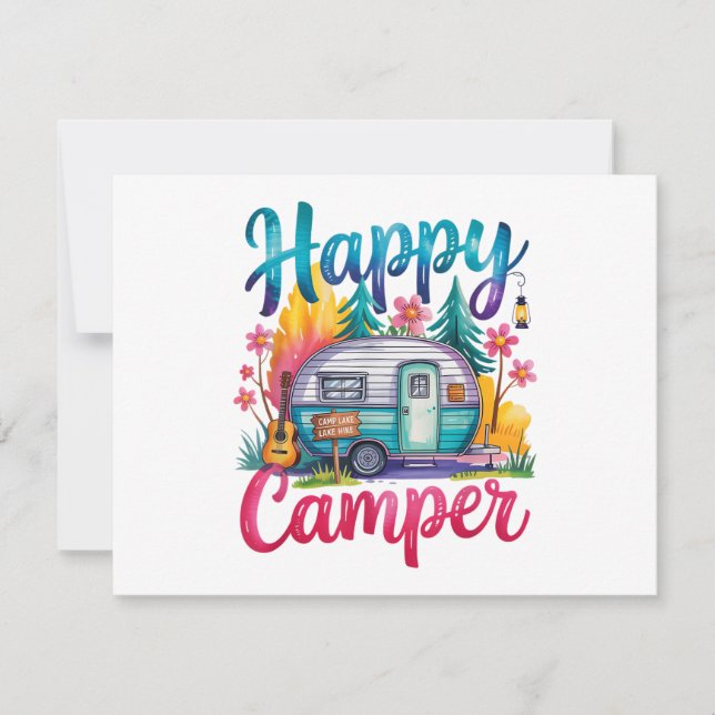 Divertido Feliz Campista Ropa de Camping Remolque  (Anverso)