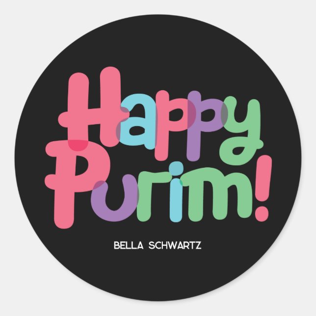 Divertido Feliz Purim Round Pegatina (Anverso)