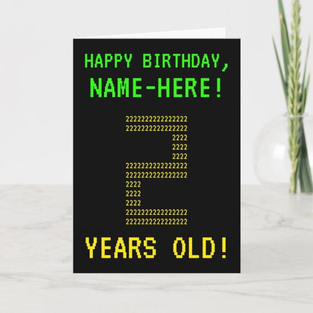 Divertido, Geeky, Nerdy "¡2 AÑOS!" Tarjeta de cump (Anverso)