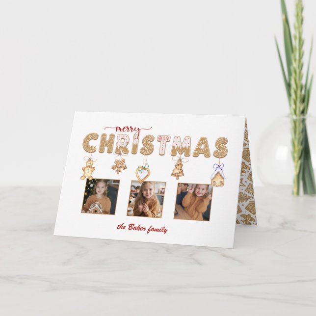 Divertido Gingerbread Feliz Navidad Multifoto (Anverso)